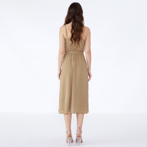 Striped Summer 2019 Chiffon Vestidos Casuales Kvinnors Vintage Klänning