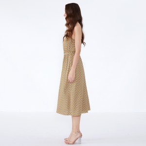 Striped Summer 2019 Chiffon Vestidos Casuales Kvinnors Vintage Klänning