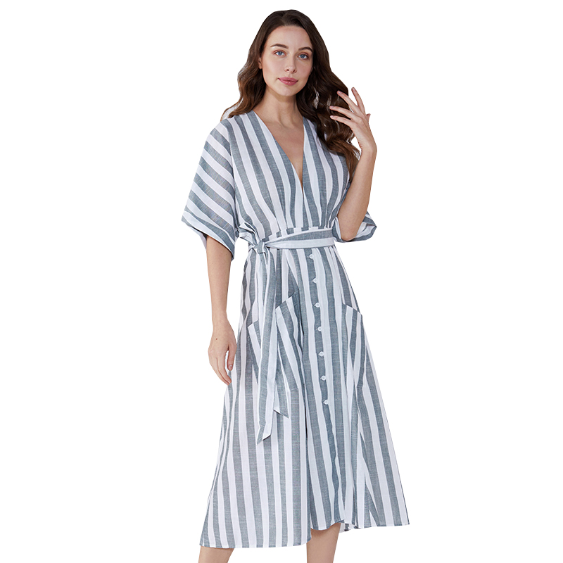 Plain Sashes Striped Cabriolet Blazer Women Bangkok Dress