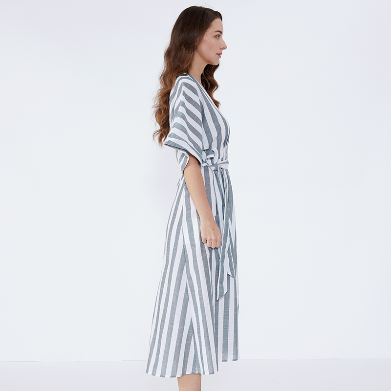 Plain Sashes Striped Cabriolet Blazer Women Bangkok Dress