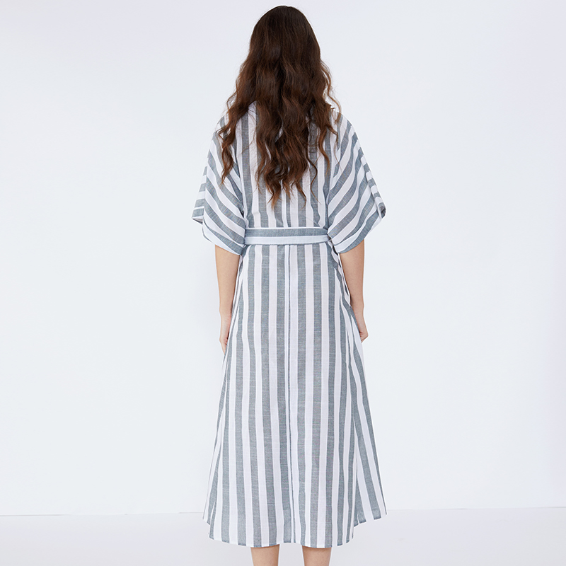 Plain Sashes Striped Cabriolet Blazer Women Bangkok Dress