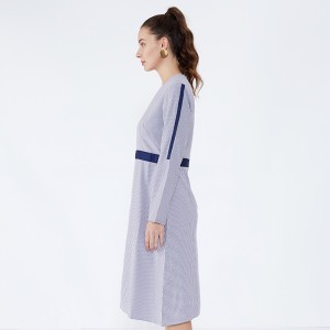 Striped Långärmad Prom Ladies Kontors Kvinna Apparel Gaun Designs Dress JSW2832