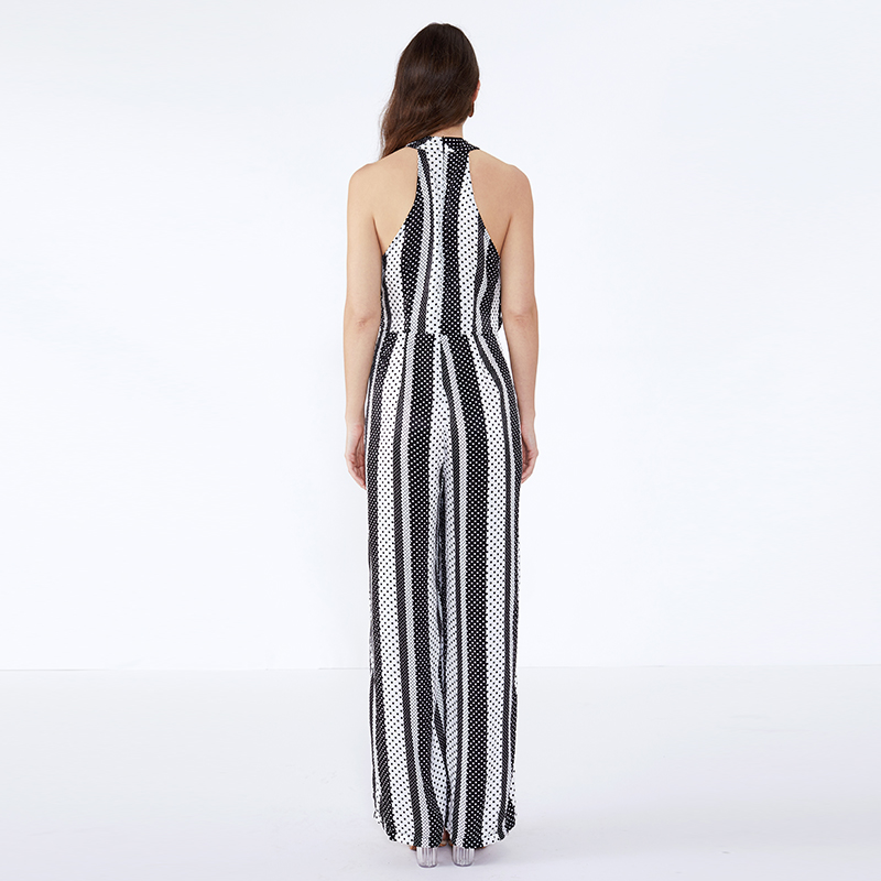 Streak Printed Halter Neck Plus Storlek Jumpsuit for Fat Women JCGJ190315072