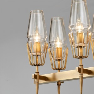 Nordic Simple Personality Glass Iron Long Restaurant Kandelare Km2145