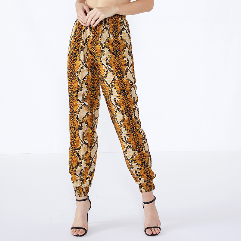 Utomhus Serpentine Snake Pattern High Waist Palazzo Women's Pants