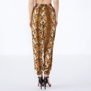 Utomhus Serpentine Snake Pattern High Waist Palazzo Women's Pants
