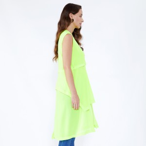 Fluorescerande gröna lösa designer Plus Size Long Lady Blouse \u0026 Top