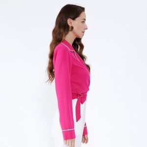 Senaste designer Kontrollera Kvinna Loose Striped Chiffon Blouse