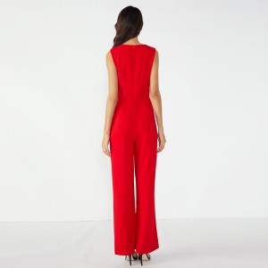 Röd Casual Ärmlös Long Ladies Jumpsuit för kvinnor
