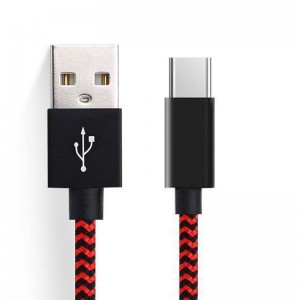 Tpye -C till USB Stripe Nylon briaded datakabel