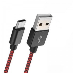 Tpye -C till USB Stripe Nylon briaded datakabel