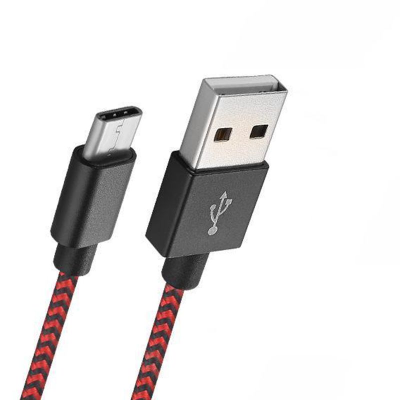 Tpye -C till USB Stripe Nylon briaded datakabel