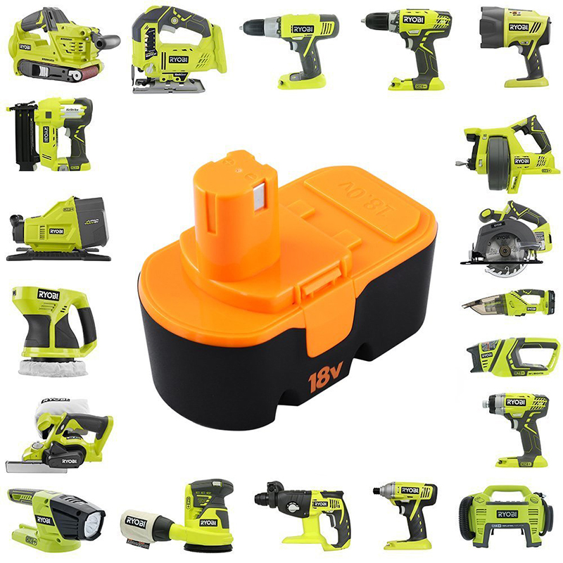 Ni-Cd 2000mAh 18V ersättningsbatterier för Ryobi ABP1801, ABP1803 Power Drills