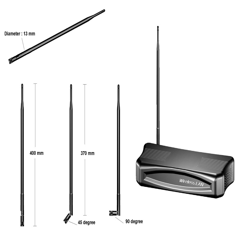 9dBi Gain 395mm 2,4 GHz WIFI Antenna Inom Omni Directionell Extern Antenn