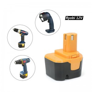 Ni-Cd 12V 2000mAh ersättning elektriska borrbatterier för Ryobi 1400652, 1400652B