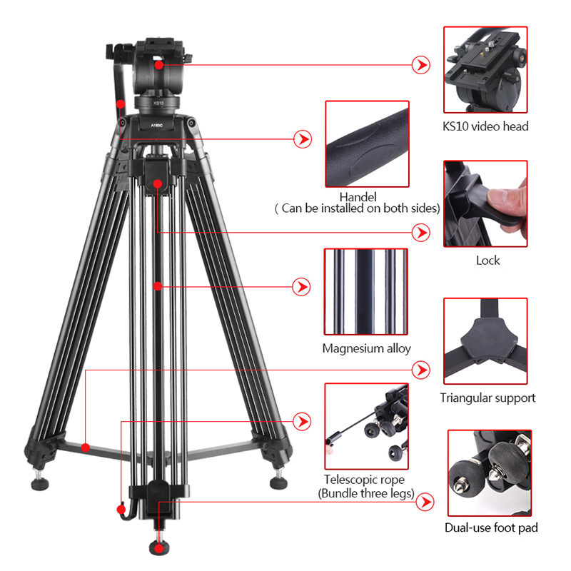 Diat A193C KS10 Professionell stativstöd för fotografering av videokameror i aluminium