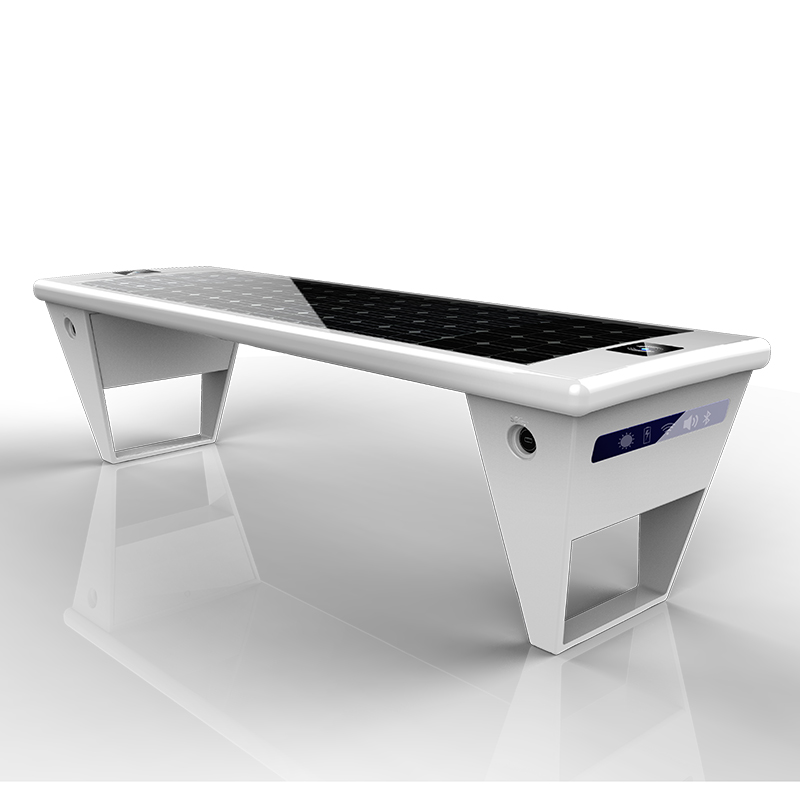 Minimalistisk design Smart Solar Outside Garden Furniture Bench med trådlös telefonladdare