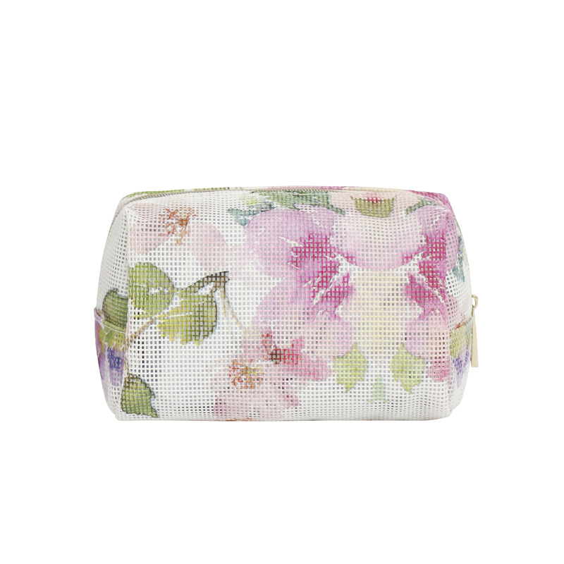 blomma målning PVC mesh kosmetisk väska