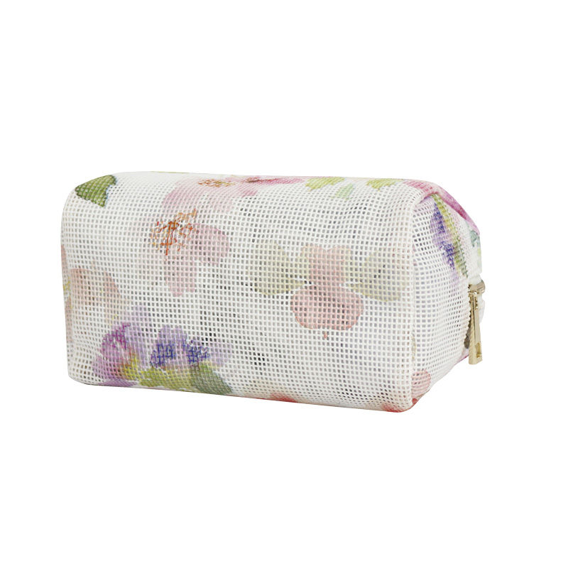 blomma målning PVC mesh kosmetisk väska