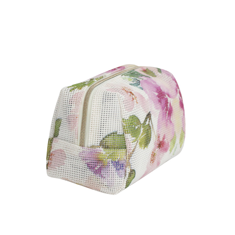 blomma målning PVC mesh kosmetisk väska