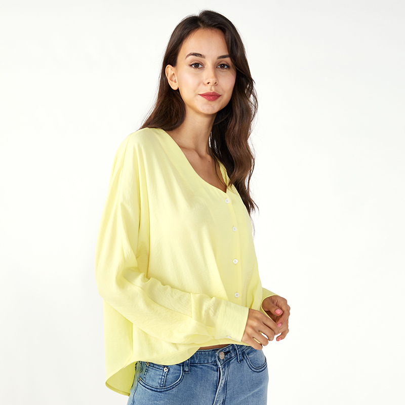 Långärmad kontors kvinna Spring Ladies Chiffon Toppar