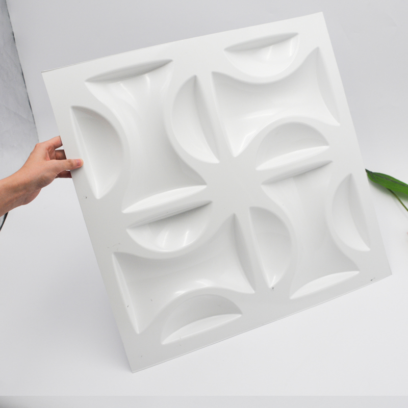 Modern 1mm Tjock Vit PVC Plast 3D Väggpanel för Inredning