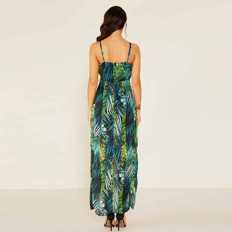 Dammode Sommardesign Het Sexig Casual Blommigt tryck Modest Maxi Dress Material Tyg