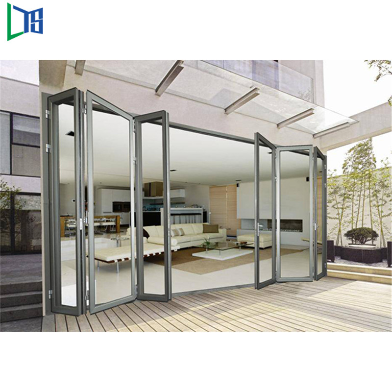 Australiska standarder Dubbelglasögon Lowes Bi Fold Door Accordion Aluminium Glass Patio Exteriör Bifold Dörrar Bi-Fold Door