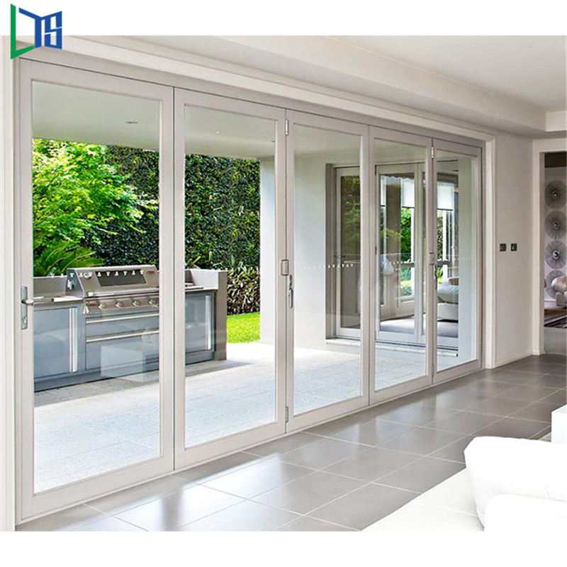 Australiska standarder Dubbelglasögon Lowes Bi Fold Door Accordion Aluminium Glass Patio Exteriör Bifold Dörrar Bi-Fold Door