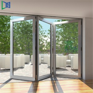 Högkvalitativ termisk brytning Dubbelglas Design Isolerad Accordion Glas Aluminium Frame Folder Bi Fold Bifold Folding Door