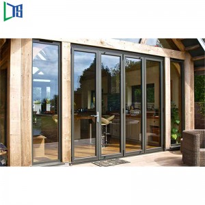Högkvalitativ termisk brytning Dubbelglas Design Isolerad Accordion Glas Aluminium Frame Folder Bi Fold Bifold Folding Door