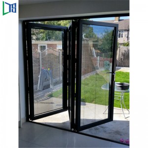 Kina Leverantör Aluminium Frame Tempered Glass Bifold Dörrglidande Folding Glasdörr Dubbelglas