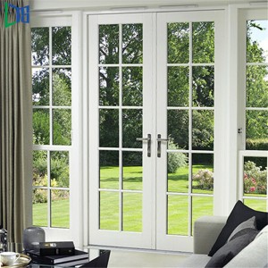 Europeisk stil aluminium fransk dörr säkerhet stål mask skärm dörr inredning aluminium dubbel swing dörr