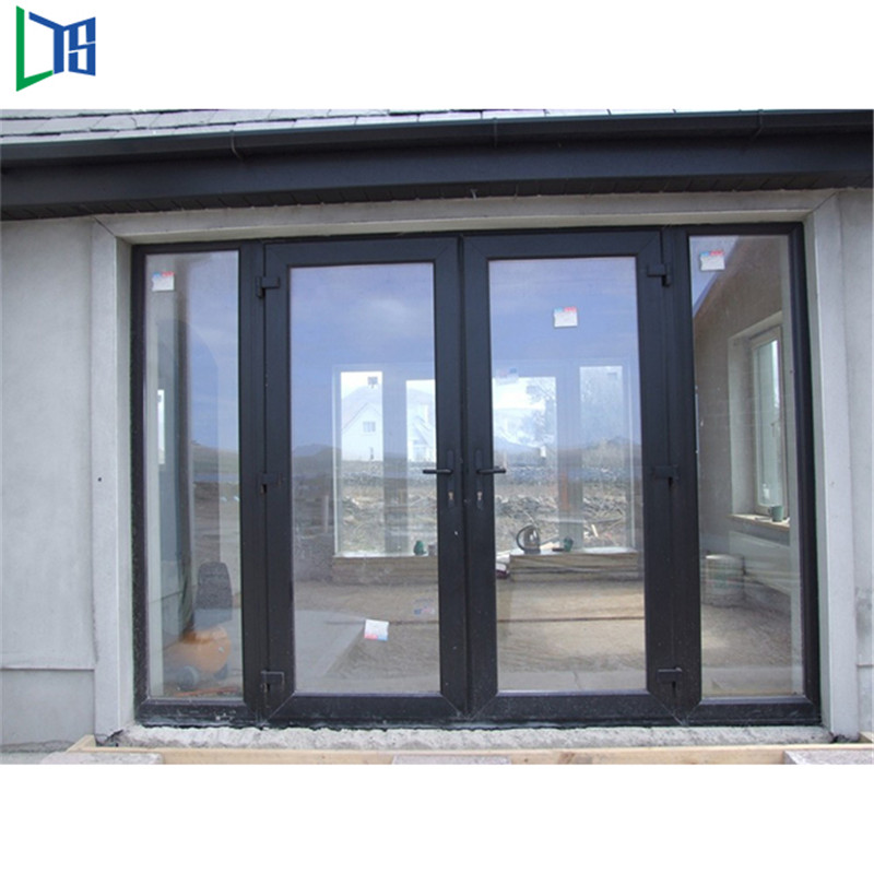 Stor exteriör As2047 Dubbelglas Swing Casement Fransk Aluminiumsdörr med Pulverlackering eller Träkorn Färdig