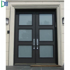 Stor exteriör As2047 Dubbelglas Swing Casement Fransk Aluminiumsdörr med Pulverlackering eller Träkorn Färdig