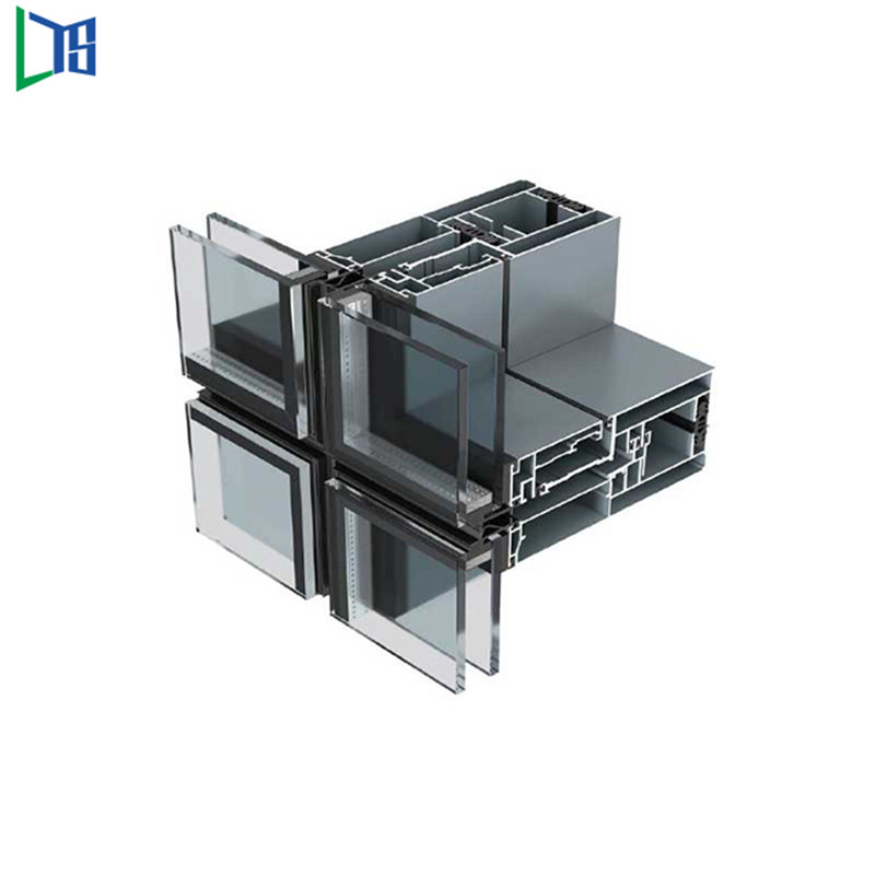 Fabrication och Engineering Aluminium Frame Fasad Glas Gardin Vägg Dubbelglas Glas Bevis och Värme Bevis