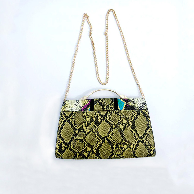 HD0823 - Reptilmönster PU-läder Enkel axelväska med Chian Crossbody Bag Clutch Bag