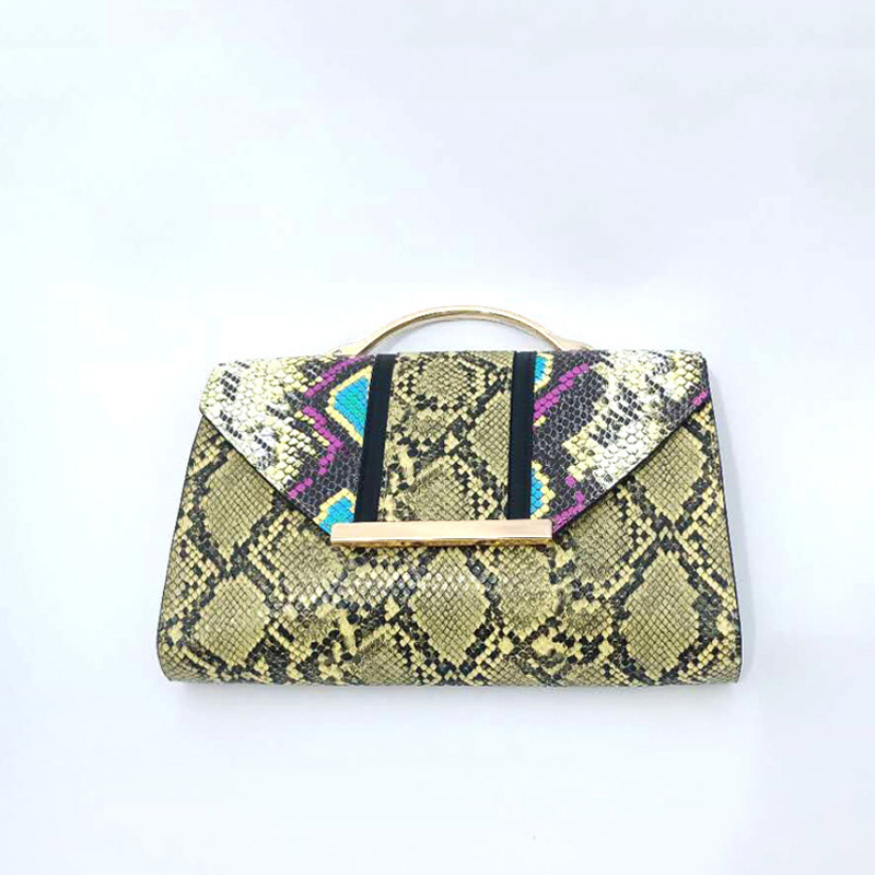 HD0823 - Reptilmönster PU-läder Enkel axelväska med Chian Crossbody Bag Clutch Bag