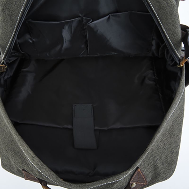 18SC-6891D Army Green Durabel Canvas Äkta läder Ryggsäck Business Laptop Bagpack Äkta Travel Pack