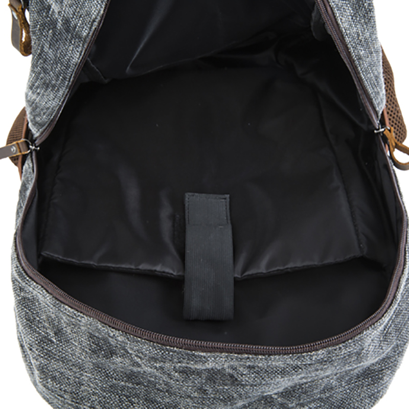 18SC-6942D Travel Canvas Ryggsäck med Real Leather Backpack Youth Daypack