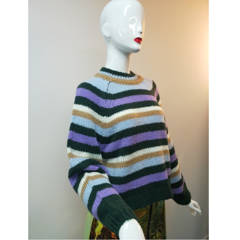 STRIPED RUND-NECK DAD SWEATER RLWS0009F