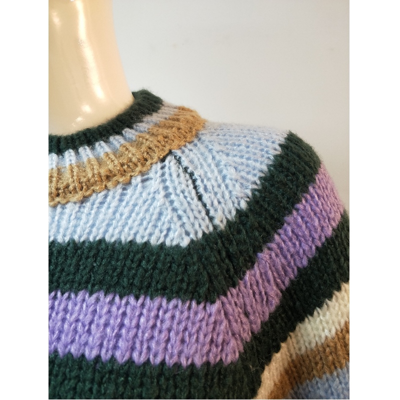 STRIPED RUND-NECK DAD SWEATER RLWS0009F