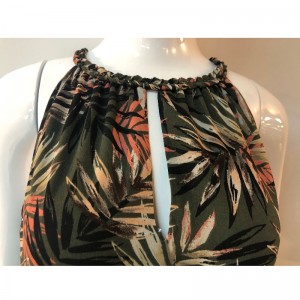 LEAF PRINT HALTER NECK DRESS JLWD0022