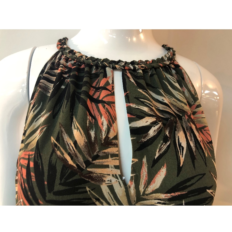 LEAF PRINT HALTER NECK DRESS JLWD0022