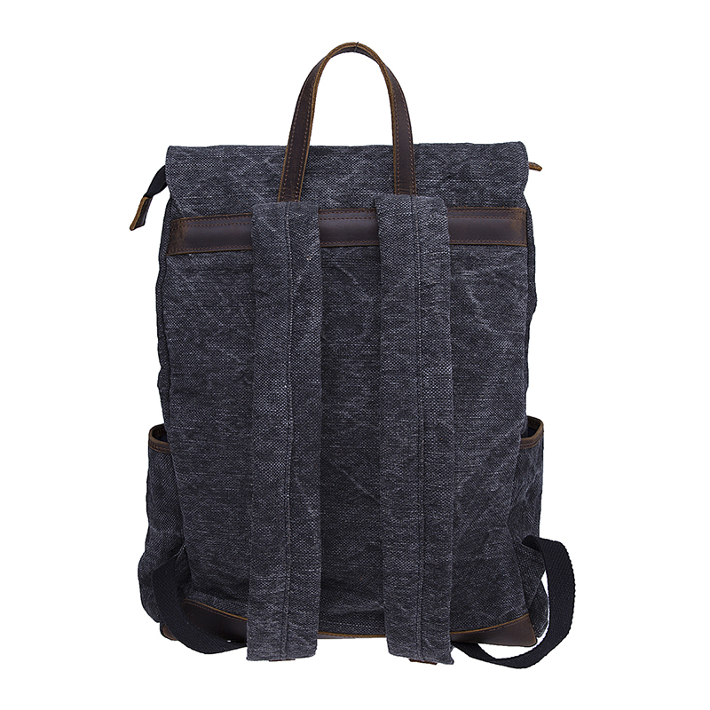 18SC-7318D Vintage Crazy Horse PU Läder Utomhus Bärbar Mäns Canvas Ryggsäck Kina Factory
