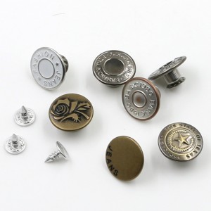 Anpassad mode tryckt rund metallknapp för jeans 10