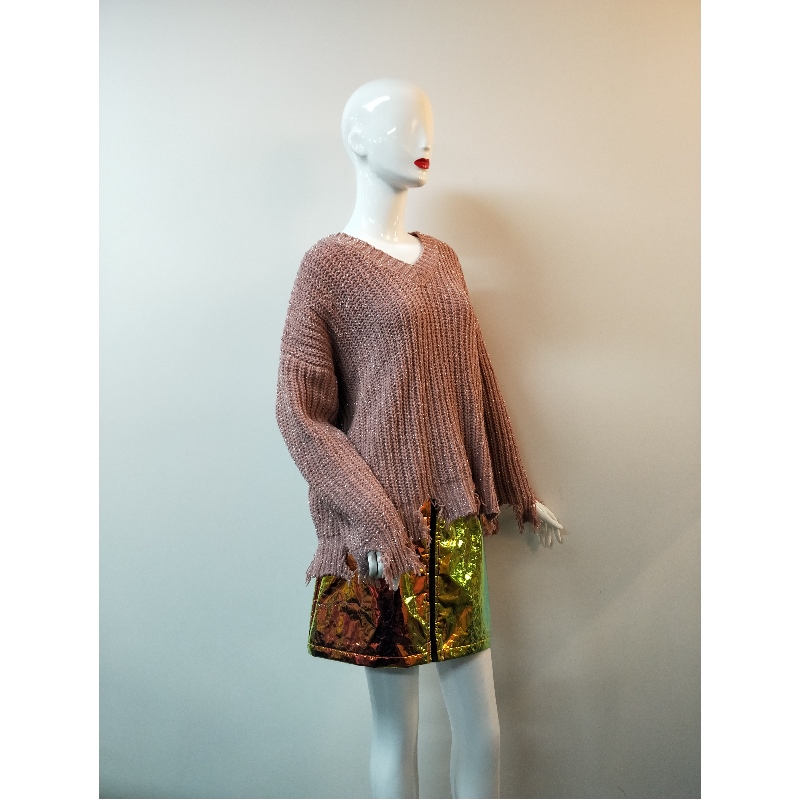 V-NECK ROSE METALLIC SWEATER RLWS0049F