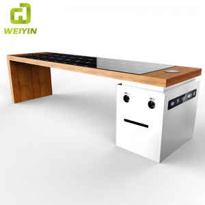 Solenergi Smart Garden Patio Stålbänk med USB och trådlös telefonladdare