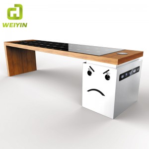 Solenergi Smart Garden Patio Stålbänk med USB och trådlös telefonladdare