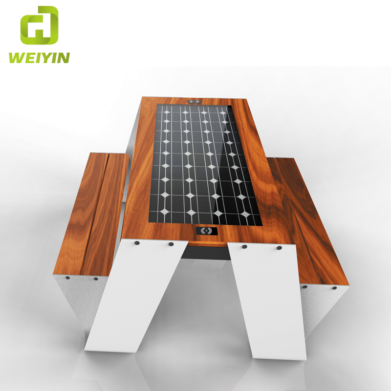 Utomhus Mobiltelefon Laddning Smart Solar Picnic Steel Bordsbänkleverantör